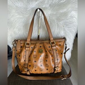 MCM Cognac Leather Tote Bag